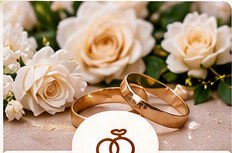 Anillos de boda y flores